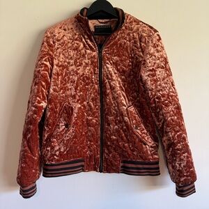 Bernardo Crushed Velvet Zip Up Track Jacket size small
